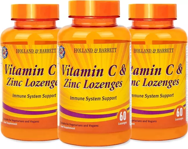 Holland & Barrett Vitamin C and Zinc 180 Lozenges Sealed Packs BBE 03/24