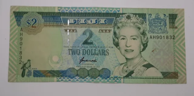 1996 - Fiji - 2 (Two) Dollars Banknote, Serial No. AH 901832 - Elizabeth P-96b