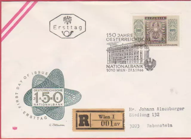 RECO FDC Ö-1966 - Mi 1207 ,150 Jahre Österreichische Nationalbank ,SST 1010 Wien