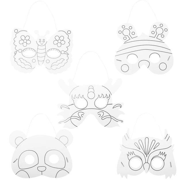 10 Pz Maschera da Smaschera Vuota Maschere Animali Carta Pienibile Bianco Bambino