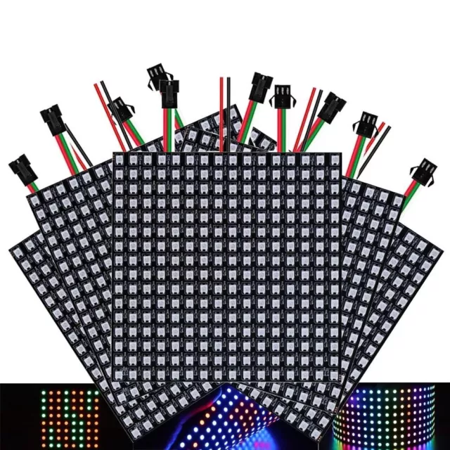 WS2812B RGB LED Digital Flexible Addressable Panel Light 8x8 16x16 8x32 Module