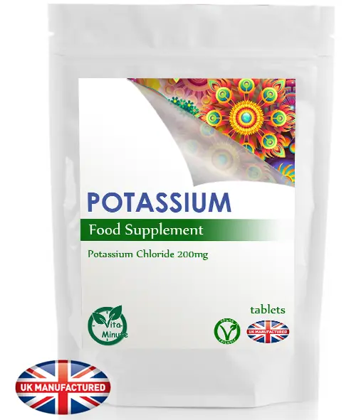 Potassium 200mg - 30/60/90/120/180 Tablets - Blood Pressure Nervous Function, UK