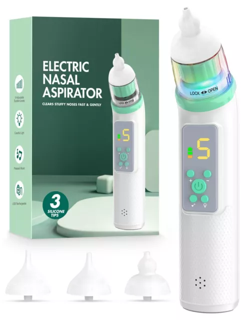 Nasal Aspirator for Baby, Electric Baby Nose Sucker with Adjustable 5 Levels ...