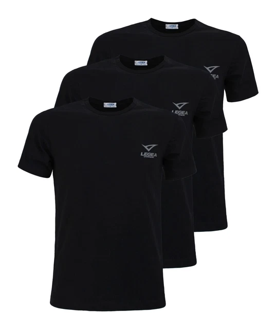 3 Maglie T-Shirt Girocollo Legea Cotone Bielastico Canotta