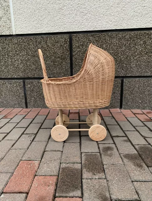 doll pram trolley eco wicker dolls pushchair rattan doll stroller carriage baby