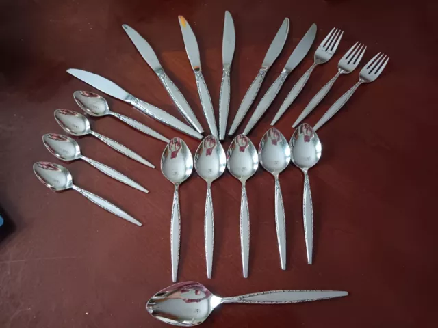 Vintage Oneida Community VENETIA Stainless Flatware 19 pieces Mid Century