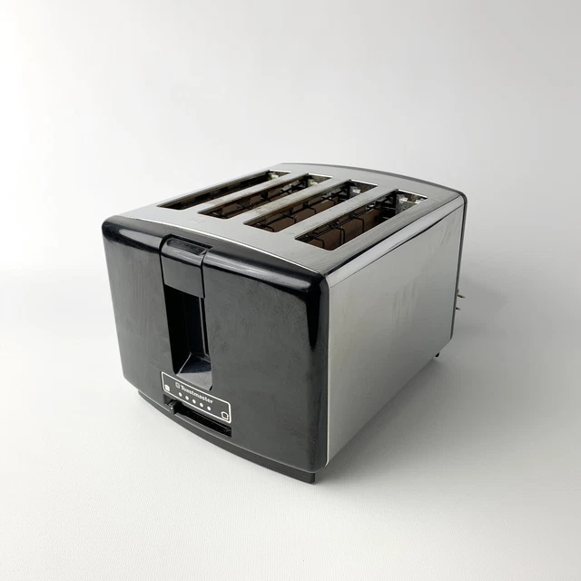VINTAGE CHROME TOASTMASTER D1050B 4 Slice Electric PopUp Wide Slot