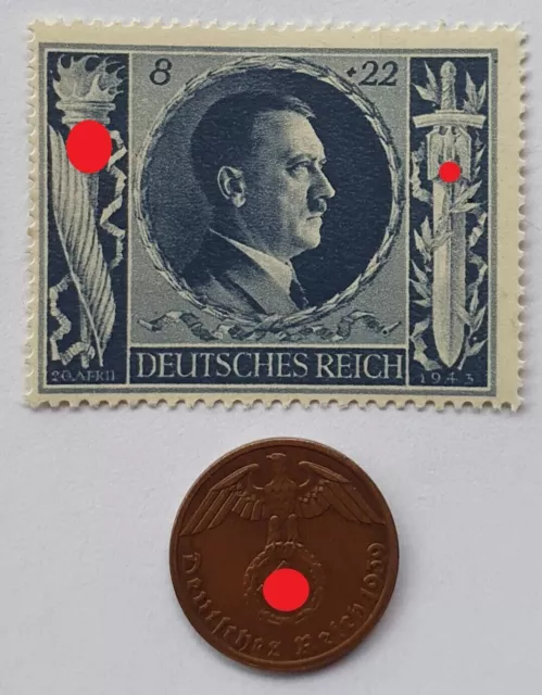 Münze + Briefmarke - Adolf Hitler - Deutsches Reich - Wk Ii. - Selten