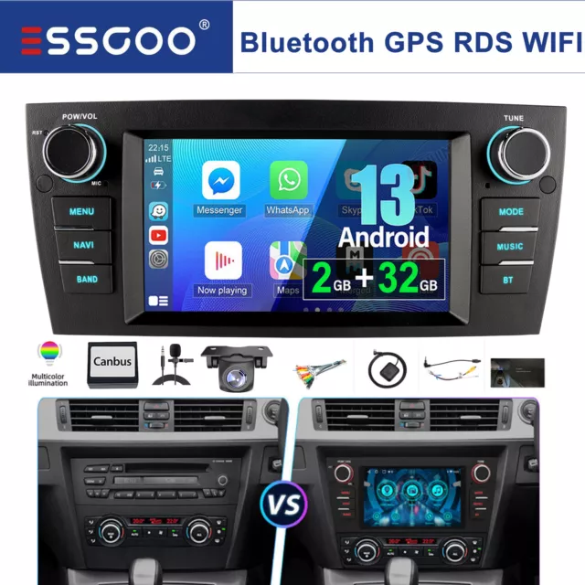 7'' Autoradio Für BMW 3er E90 E91 E92 E93 Carplay Android 13 GPS RDS Navi Kamera