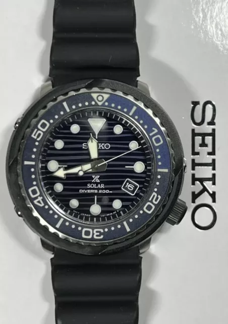 SEIKO PROSPEX SOLAR Black Dial Leather Strap Men s Watch