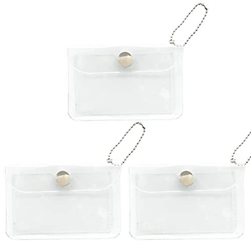 3 Pcs Transparent Card Holder Keychain Wallet Small Coin Purse Mini Change Po...