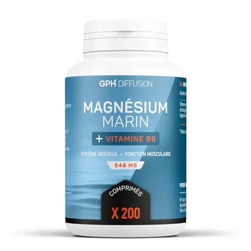 Magnésium Marin + Vitamine B6-200 comprimés de 546 mg - 200 Unité (Lot de 1)