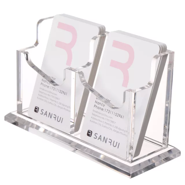 SANRUI Acrylic Clear Business Card Holder Display Stand Vertical 2 slot 1 Tier