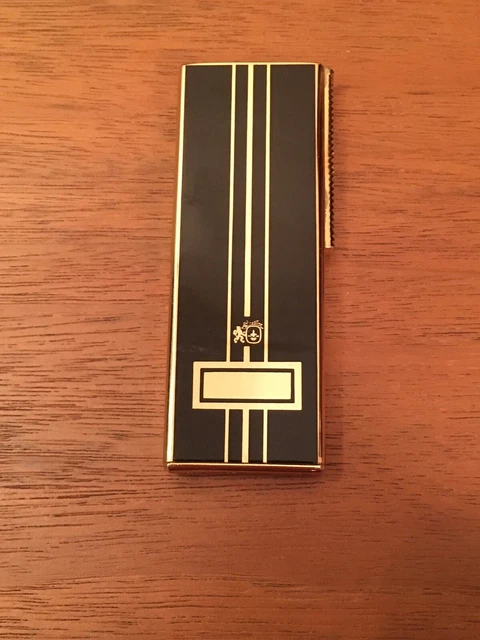 Vintage Colibri London Gold Metal Black Ladies Slide Gas Lighter