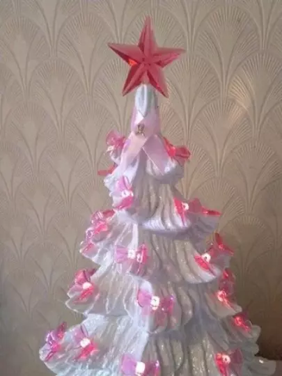 50 Valentine Heart Lights Pink Heart Topper & Garland for Ceramic Christmas  Tree