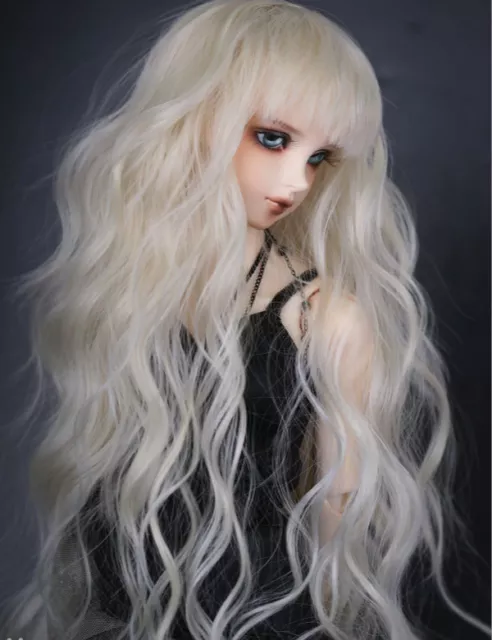 8-9" 1/3 BJD Long Curly Light Blonde Wig LUTS Doll SD DZ DOD MSD Blyethe Hair