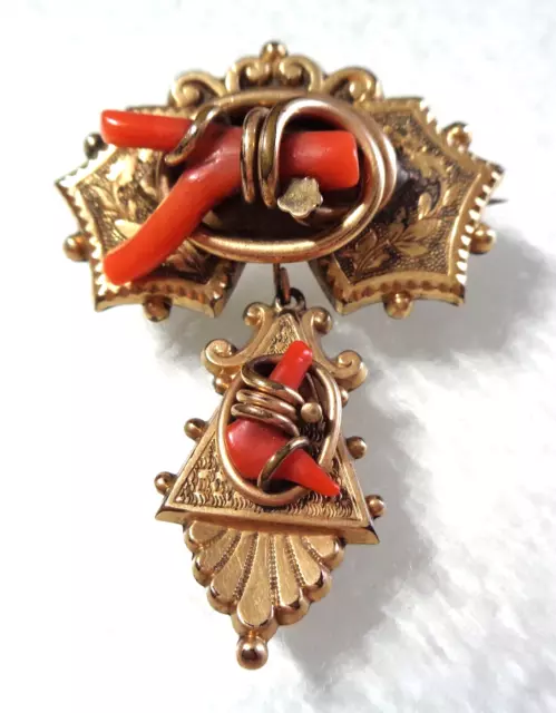 Antique Georgian, Early Victorian, Low Karat Gold Filled, Salmon Coral “C” Clasp