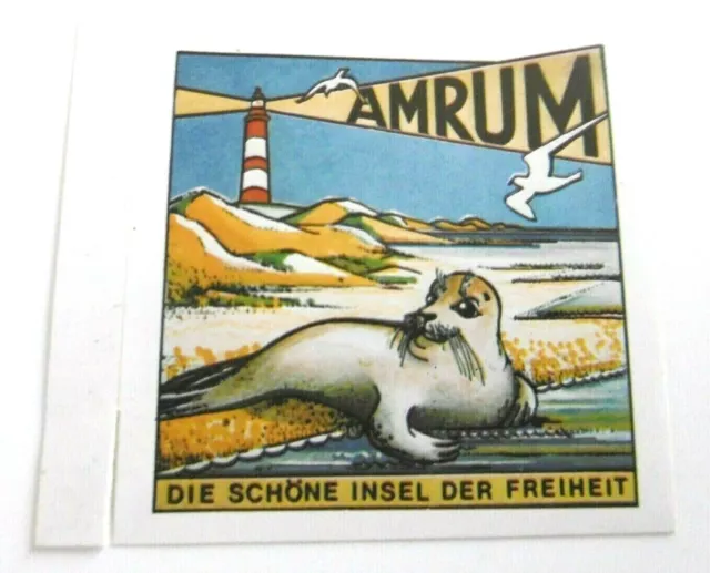 Souvenir-Aufkleber Amrum Nordfriesland Nordsee Leuchtturm Seehund Robbe SH 80er