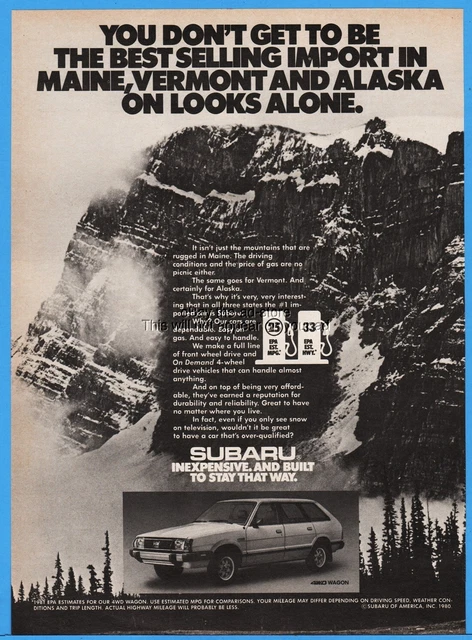 1980 Subaru 4WD Station Wagon Best Selling Import in Maine Vermont Alaska ad
