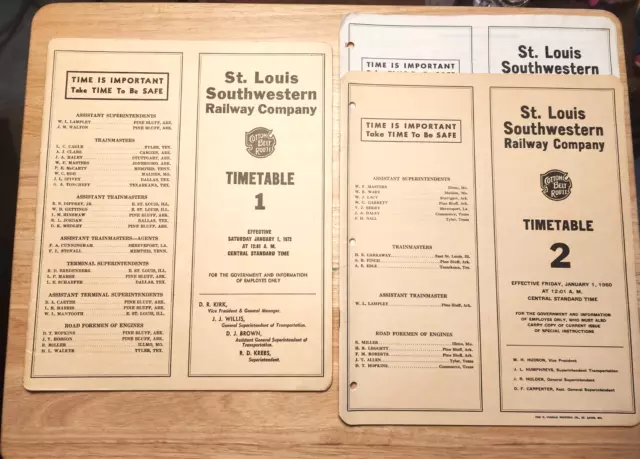 Lot of 1960 1972 St Louis Southwestern Railway Co. Cotton Belt 1 2 Timetable R65