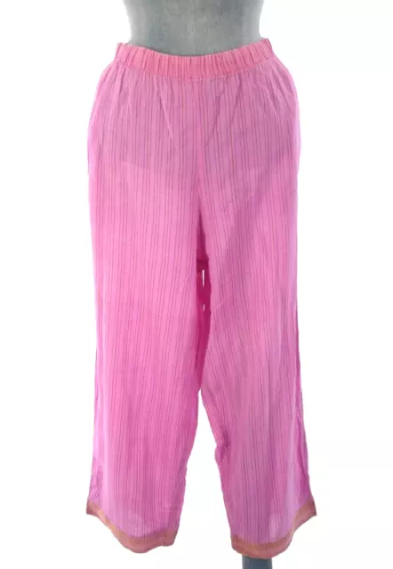 CP Shades Crop Trousers Wide Leg Pink Pants Pockets Summer Beach Bohemian Size M