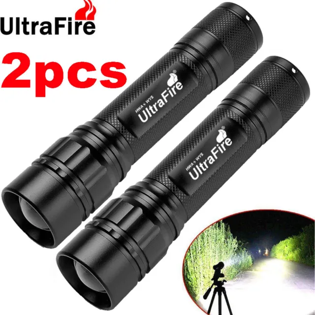 1~5pcs Ultrafire Tactical Zoomable Flashlight Rechargeable T6 LED 50000LM Torch 2