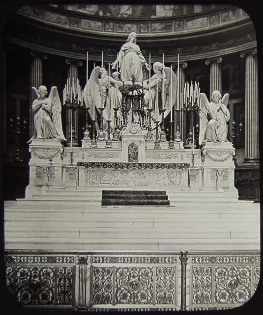 Glass Magic Lantern Slide THE MADELEINE ALTAR PARIS C1890 PHOTO FRANCE