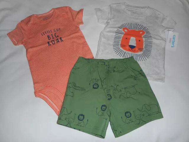 3-Piece Carters Little Lion Shorts Set - Baby Boy Infant Size 12 Months - New