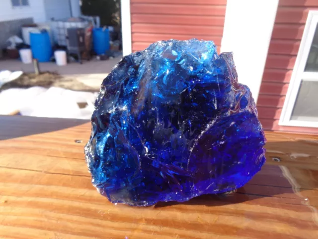Glass Rock Slag Pretty Clear Cobalt Blue 2.14 lbs KK94 Rocks Landscape Aquarium