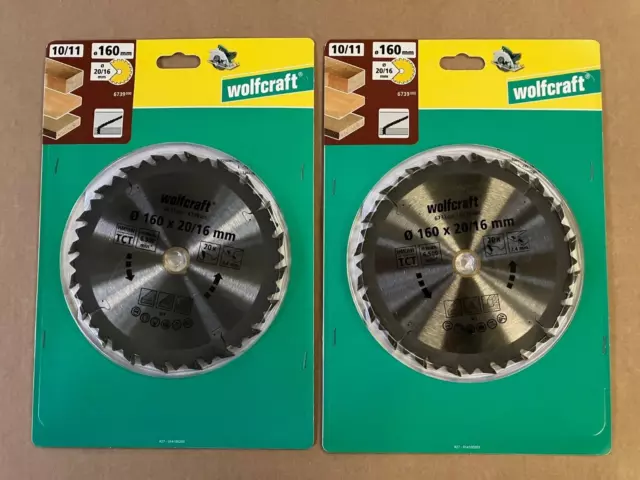 2 x Wolfcraft Hartmetall Handkreissägeblatt 160 x 20 x 2,4 psd Metabo KS 55 FS