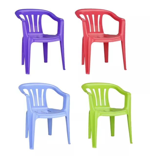 4x Children Strong Stackable Kids Plastic Chair Picnic Party Garden Nursery Play