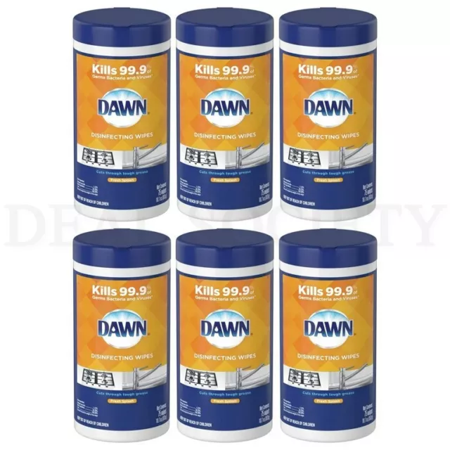 Dawn Cleaning Surface Wipes with Fresh Splash Scent 75 Wipes Each Lot of 6