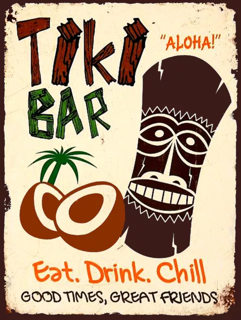 Tiki Bar Retro metal Aluminium Sign vintage / Pub / Bar/ Kitchen / Man Cave