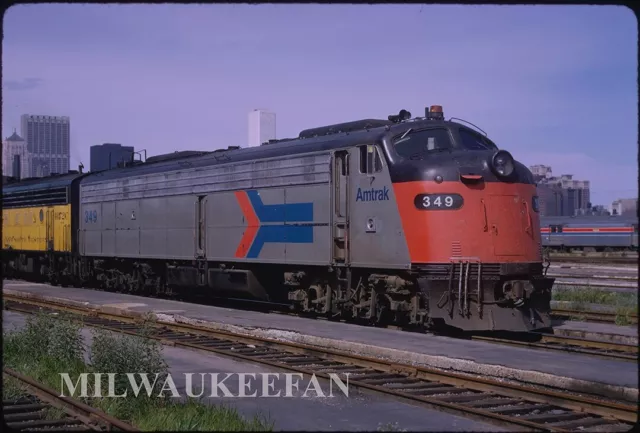 Original Kodachrome slide Amtrak AMT E-unit 349 roster Chicago Illinois 1974