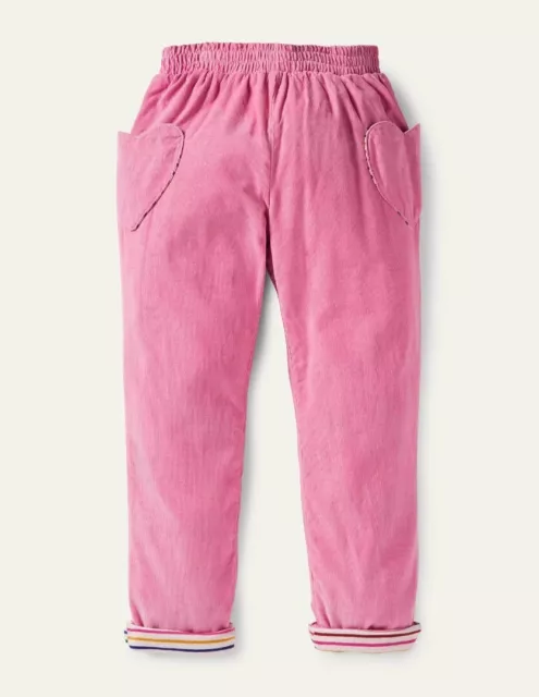MINI BODEN Lined Pull-On Cord Trousers Age 8 Years Petal Pink Heart Pockets NWT