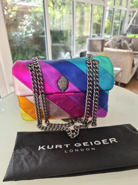 kurt geiger kensington bag rainbow Medium CrossBody Leather Stunning Worn Once