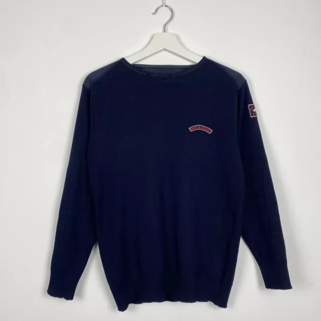 Paul and Shark Vintage Jumper Elbow Patches Navy Jumper Mens Size M