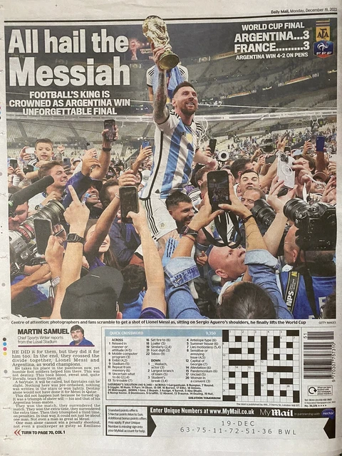 Daily Mail Messi Football Champions Argentina Newspaper France Mbappe 19 Decemb Daily Mail Messi Football Champions Argentina Newspaper France Mbappe 19 Decemb
