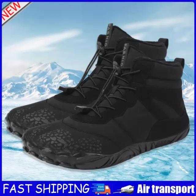 Warm Cotton Shoes Plush Waterproof Outdoor Hiking Shoes Windproof (46 Black) AU