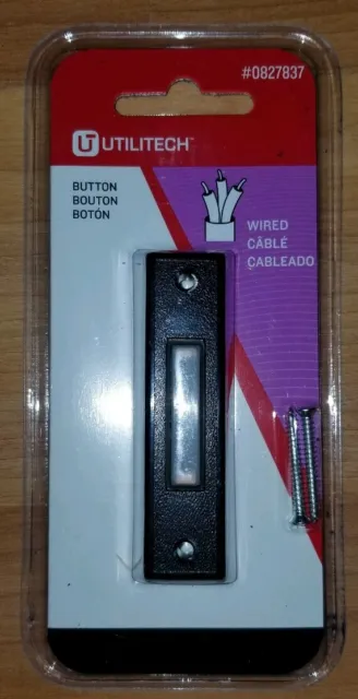 Utilitech Black Wired Doorbell Button Plastic Item # 0827837 Doorbell Button