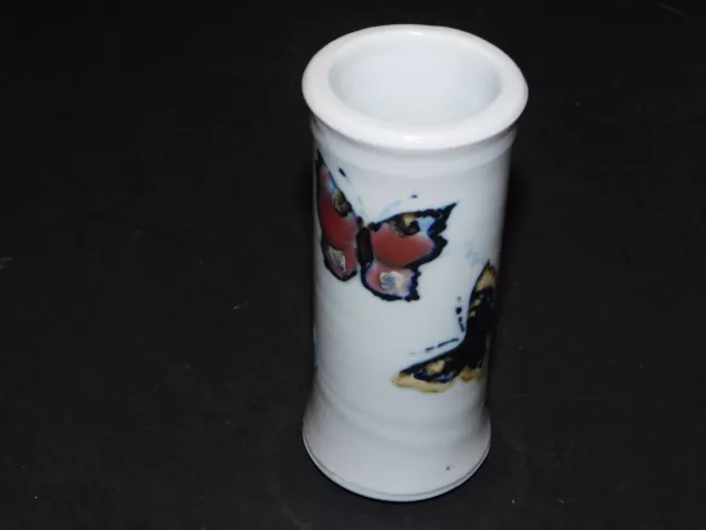 Small Elisabeth Roussel Studio Pottery Cylindrical Butterfly Vase Oxfordshire