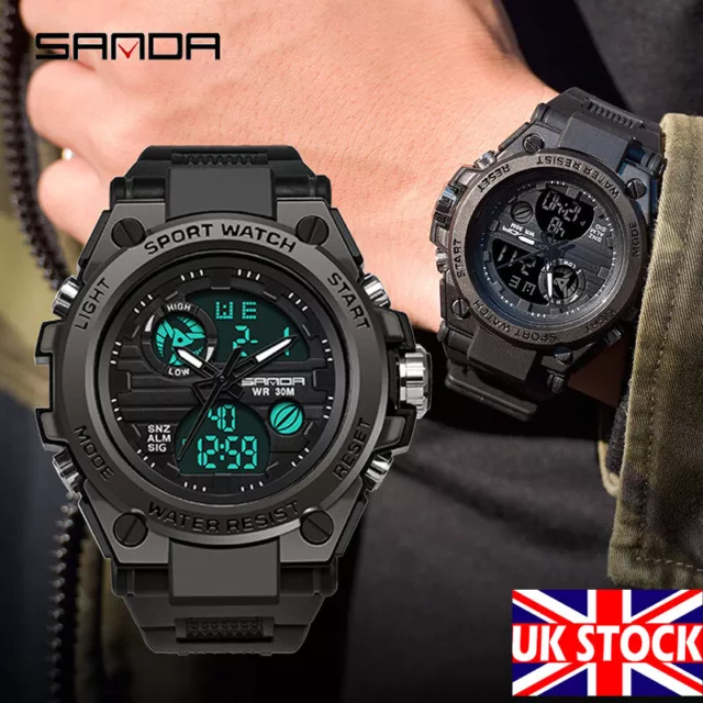 Military Men Sport Watch Waterproof Tactical Rugged Digital LED Wrist Watches UK