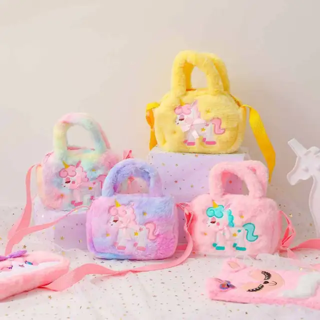 Unicorn Crossbody Bag Plush Toddler Kids Handbags Girls Decorative Practical