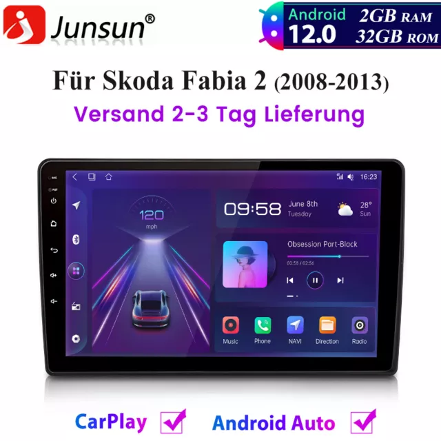 Carplay Android12 Für Skoda Fabia II 2008-2013 Autoradio GPS NAVI BT DAB+ 2+32GB