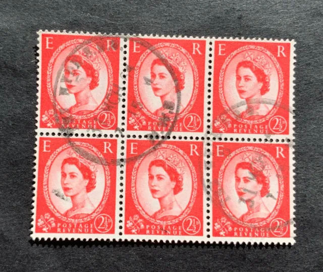 UK Great Britain 1964 - block of 6 used stamps of Queen Elizabeth II. QEII