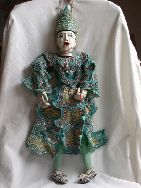 Große Antike Marionette aus Myanmar Burma , Thailand mit beweglichen Mund 66 cm