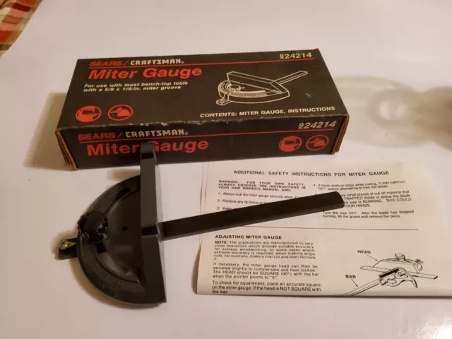 Vintage NOS Metal Sears Craftsman Table Saw Miter Gauge - Unused w/ Box  924214