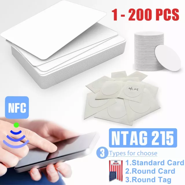 lot NTAG215 Blank NFC Card RFID Round Tags PVC Waterpoof TagMo Amiibo Android US