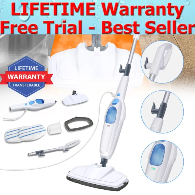 Hot Steam Mop Cleaner 1500W Muti Washer Floor Heads Carpet Window Steamer Pads