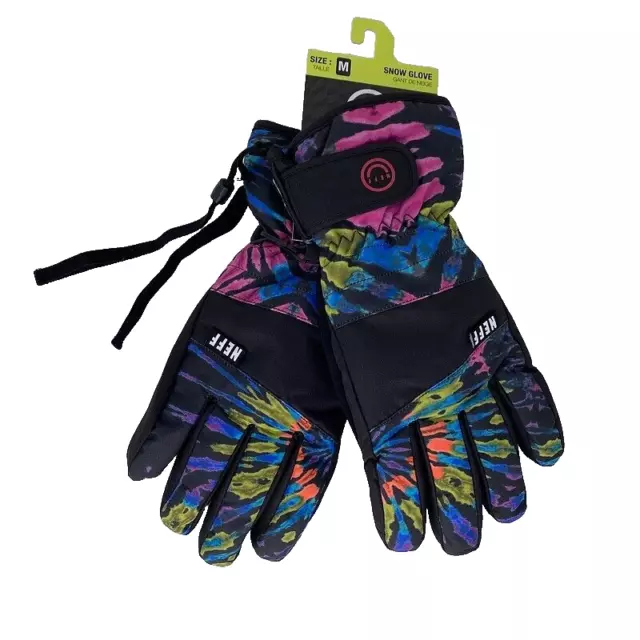 NWT NEFF Snow Glove M Winter Gloves Snowboard Ski Tie Dye Grip Leash Warm